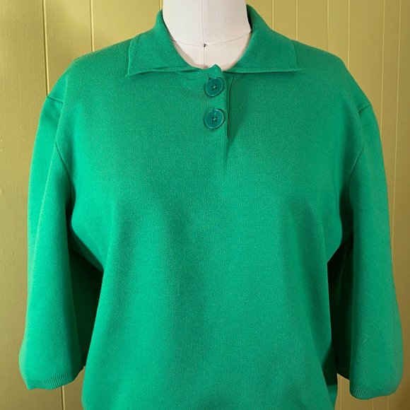 TIBI Kelly Green Collared Sweater NWT Frankie Knit - Picture 7 of 7